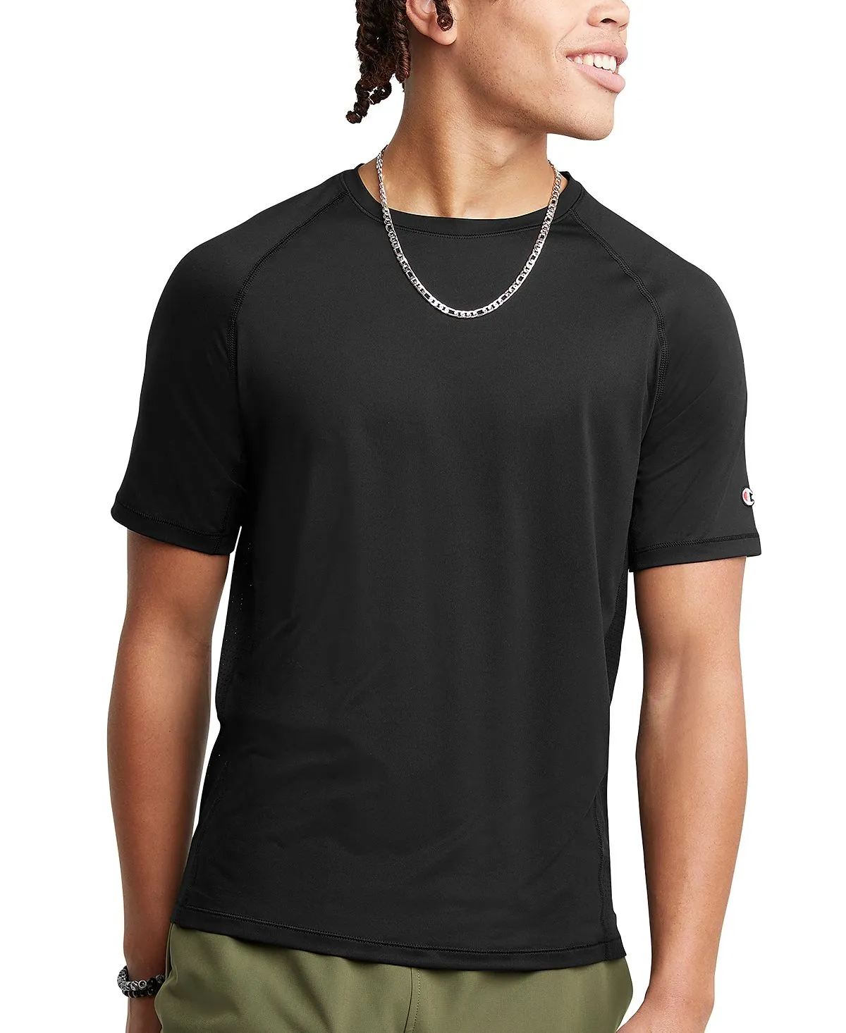 Champion Men's Branded Mesh Back T-Shirt, White