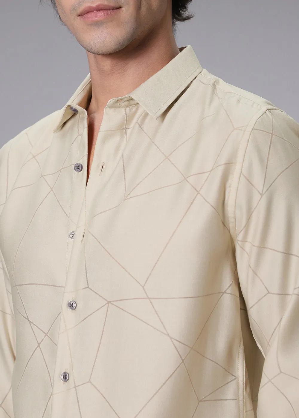 Cream Lazer Cut Shirt