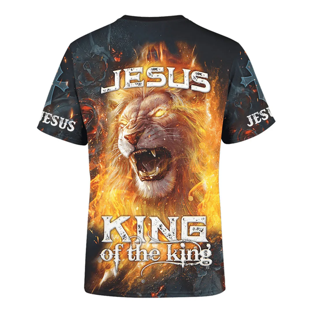 Jesus Lion King Of The Kings Burning Rose 3d Shirt - Christian 3D Shirt