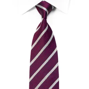 Silver Striped Purple Cartouche On Navy Rhinestone Silk Necktie